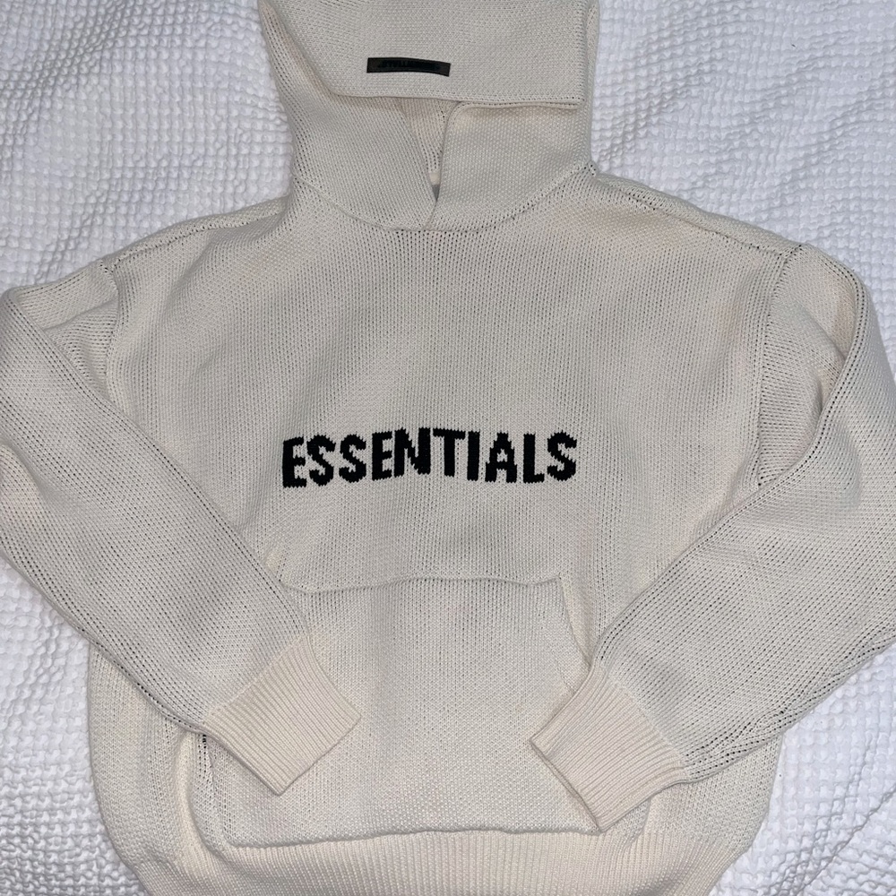 Essentials FOG SS21 knit hoodie cream/black